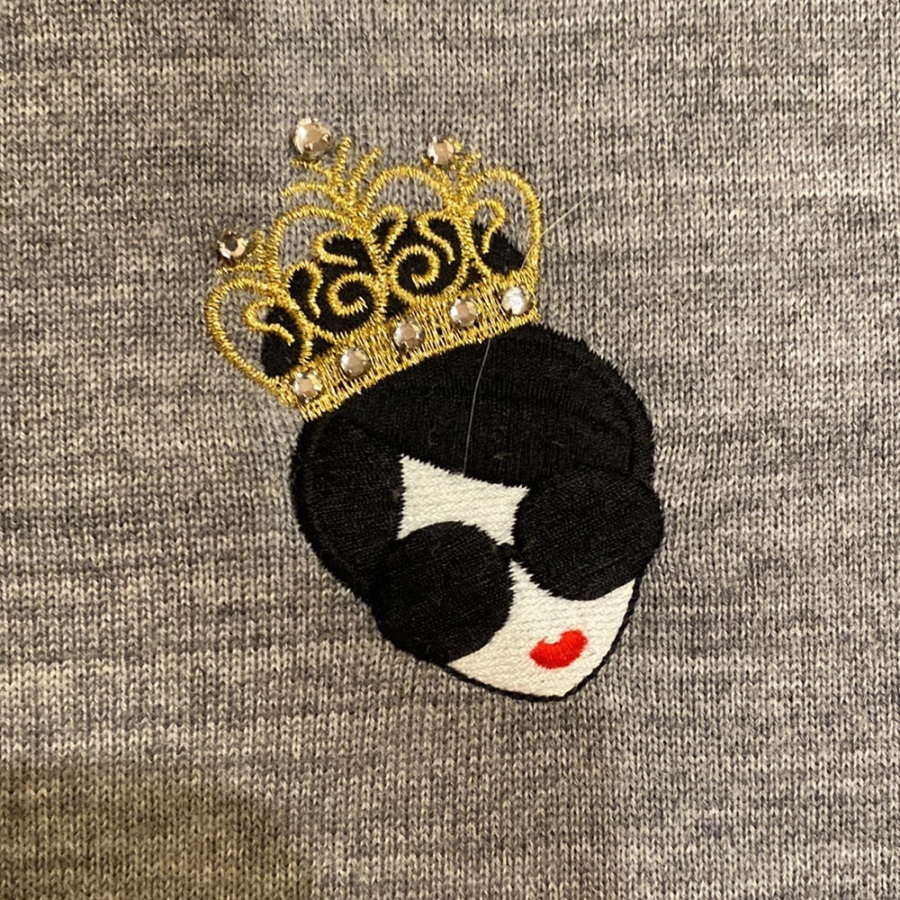 Alice + Olivia Appliqué Sweater, L, Grey, hardly worn - Picture 2 of 5